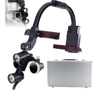 SDTOOP Lente d'Ingrandimento Dentale, Lampada Dentale montata sulla Testa, Lampada Frontale a LED, Altezza della Luce Regolabile, con Lente 1,5X e 2 batterie, for Gioielli, Laboratorio(2.5X)