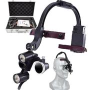 SDTOOP Lente d'Ingrandimento Dentale Orale, Lente d'Ingrandimento binoculare a LED montata sulla Testa, Angolo Regolabile, Lampada Frontale a LED Dentale, Attrezzatura da Laboratorio(Black,2.5X)