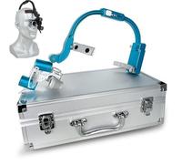 SDTOOP Lente d'Ingrandimento Dentale Orale, Lente d'Ingrandimento binoculare a LED montata sulla Testa, Angolo Regolabile, Lampada Frontale a LED Dentale, Attrezzatura da Laboratorio(Blue,2.5X)