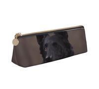SDTYKHJ Astuccio nero pastore tedesco grande matita borsa portatile portamonete estetica borsa cosmetica in pelle borsa per il trucco