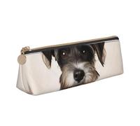 SDTYKHJ Astuccio per matite carino Schnauzer grande astuccio portamonete portatile borsa cosmetica estetica borsa per il trucco in pelle