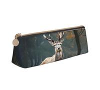 SDTYKHJ Astuccio per matite con animali di cervo, grande, portatile, portamonete, borsa cosmetica estetica, borsa per il trucco in pelle