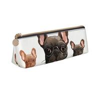 SDTYKHJ Astuccio per matite con cane cartone animato bulldog francese grande astuccio portamonete portatile borsa cosmetica estetica borsa per il trucco in pelle