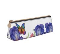 SDTYKHJ Astuccio per matite con fiore iris, farfalla, grande, portamonete, borsa cosmetica estetica, borsa per trucchi in pelle