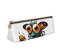 SDTYKHJ Astuccio per matite con insetti in stile cartone animato, grande, portamonete portatile, borsa cosmetica estetica, borsa per il trucco in pelle