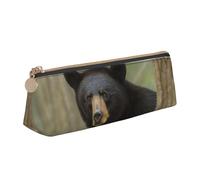 SDTYKHJ Astuccio per matite con orso nero mamma e cucciolo grande astuccio portamonete portatile borsa cosmetica estetica borsa per il trucco in pelle