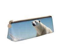 SDTYKHJ Astuccio per matite con orso polare pinguino grande astuccio portamonete portatile borsa cosmetica estetica borsa per il trucco in pelle