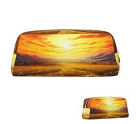 SDTYKHJ Astuccio per matite da sogno tramonto di un campo di girasoli grande astuccio portamonete portatile borsa cosmetica estetica borsa per il trucco in pelle, Argento, Taglia unica
