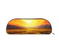 SDTYKHJ Astuccio per matite da sogno tramonto di un campo di girasoli grande astuccio portamonete portatile borsa cosmetica estetica borsa per il trucco in pelle, Argento, Taglia unica