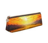 SDTYKHJ Astuccio per matite da sogno tramonto di un campo di girasoli grande astuccio portamonete portatile borsa cosmetica estetica borsa per il trucco in pelle