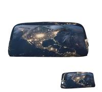 SDTYKHJ Astuccio per matite Earth from the Outer Space Big Pencil Bag Portable Coin Pouch Estetica Cosmetic Bag Leather Makeup Bag, Argento, Taglia unica