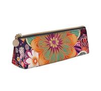 SDTYKHJ Astuccio per matite in stile bohémien, con fiore colorato, grande, portatile, portamonete, borsa cosmetica estetica, borsa per il trucco in pelle