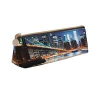 SDTYKHJ Astuccio per matite New York Night Big Pencil Bag portatile portamonete estetico borsa cosmetica borsa in pelle per trucco