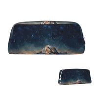 SDTYKHJ Astuccio per matite Notte stellata Le Montagne Grande Astuccio Portamonete Portatile Borsa Cosmetica Estetica Borsa per il Trucco in Pelle, Argento, Taglia unica