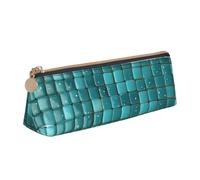 SDTYKHJ Astuccio per matite turchese con piccole piastrelle a pois grande astuccio portamonete portatile borsa cosmetica estetica borsa per il trucco in pelle