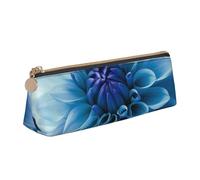 SDTYKHJ Astuccio portamatite blu con fiore di dalia grande astuccio portamonete portatile borsa cosmetica estetica borsa per il trucco in pelle
