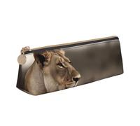 SDTYKHJ Astuccio portamatite con leonessa con cucciolo grande astuccio portamonete portatile borsa cosmetica estetica borsa per il trucco in pelle