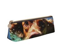 SDTYKHJ Astuccio portamatite divertente cane che nuota grande astuccio portamonete portatile borsa cosmetica estetica borsa per il trucco in pelle