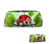 SDTYKHJ Astuccio portamatite divertente coccinella che tiene ombrelli grande astuccio portamonete portatile borsa cosmetica estetica borsa cosmetica in pelle, Argento, Taglia unica