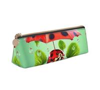 SDTYKHJ Astuccio portamatite divertente coccinella che tiene ombrelli grande astuccio portamonete portatile borsa cosmetica estetica borsa cosmetica in pelle