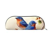 SDTYKHJ Astuccio portamatite Happy Bluebirds grande astuccio portatile portamonete estetico borsa cosmetica in pelle borsa per il trucco, Argento, Taglia unica