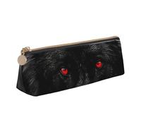 SDTYKHJ Astuccio portamatite nero con lupo dagli occhi rossi grande astuccio portamonete portatile borsa cosmetica estetica borsa per il trucco in pelle