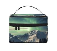 SDTYKHJ Beauty case da donna, trousse da viaggio per articoli da toeletta con aurora settentrionale, organizer per trucchi con manico