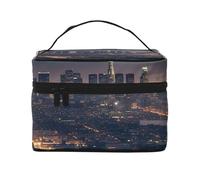 SDTYKHJ Beauty case da donna, trousse da viaggio per articoli da toeletta con skyline di Los Angeles, organizer per trucchi con manico
