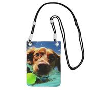 SDTYKHJ Borsa a tracolla per cellulare, divertente, con cane che nuota, impermeabile, borsa a tracolla da donna, nera, taglia unica