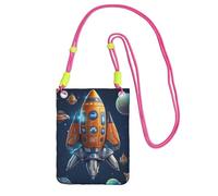 SDTYKHJ Borsa a tracolla per telefono cellulare con astronave in stile cartone animato, borsa a tracolla impermeabile per telefono cellulare, borsa a tracolla per le donne