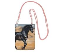 SDTYKHJ Borsa a tracolla per telefono cellulare con cavallo arabo nero borse a tracolla impermeabile borsa per telefono cellulare borsa a tracolla per le donne