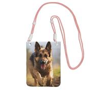 SDTYKHJ Borsa a tracolla per telefono cellulare in esecuzione con cane pastore tedesco, impermeabile, borsa a tracolla per telefono cellulare da donna