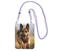 SDTYKHJ Borsa a tracolla per telefono cellulare in esecuzione con cane pastore tedesco, impermeabile, borsa a tracolla per telefono cellulare da donna