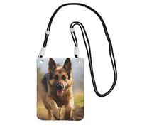 SDTYKHJ Borsa a tracolla per telefono cellulare in esecuzione con cane pastore tedesco, impermeabile, borsa a tracolla per telefono cellulare da donna