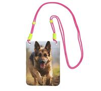 SDTYKHJ Borsa a tracolla per telefono cellulare in esecuzione con cane pastore tedesco, impermeabile, borsa a tracolla per telefono cellulare da donna