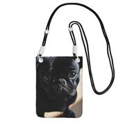 SDTYKHJ Borsa a tracolla per telefono cellulare nero con cane carlino borsa a tracolla impermeabile borsa a tracolla per le donne