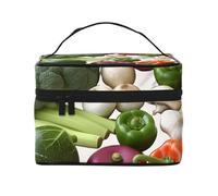 SDTYKHJ Borsa di trucco per le donne Borsa cosmetica da viaggio Borsa da toilette Introduzione di varie verdure Make Up Organizer con maniglia