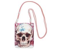 SDTYKHJ Borsa per telefono cellulare con teschio umano fiori borse a tracolla impermeabile borsa per telefono cellulare borsa a tracolla per le donne