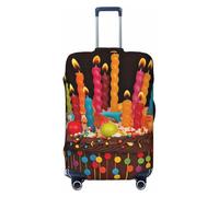 SDTYKHJ Copertura per bagagli da viaggio alla moda per valigie con scritta "Happy Birthday Big Cake Spandex", lavabile, antigraffio, adatta per valigie da 45-81 cm, Nero , M