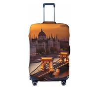 SDTYKHJ Copertura per bagagli da viaggio alla moda, protezione per valigie al tramonto in spandex Budapest, copertura per bagagli lavabile, antigraffio, adatta per valigie da 45-81 cm, Nero , L