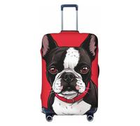 SDTYKHJ Copertura per bagagli da viaggio alla moda, protezione per valigie Boston Terrier cane rosso in spandex copertura per bagagli lavabile copertura antigraffio per valigie da 45-81 cm, Nero , S