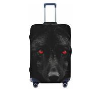 SDTYKHJ Copertura per bagagli da viaggio alla moda, protezione per valigie con lupo dagli occhi neri e rossi in spandex, lavabile, antigraffio, adatta per valigie da 45-81 cm, Nero , S