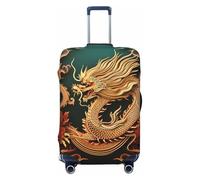 SDTYKHJ Copertura per bagagli da viaggio alla moda, protezione per valigie con sfondo drago, in spandex, lavabile, antigraffio, adatta per valigie da 45-81 cm, Nero , L