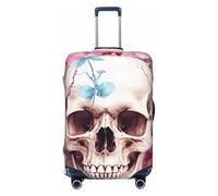 SDTYKHJ Copertura per bagagli da viaggio alla moda protezione per valigie con teschio umano fiori spandex coperture per bagagli lavabili coperture per valigie antigraffio per valigie da 18-32 pollici