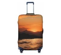 SDTYKHJ Copertura per bagagli da viaggio alla moda, protezione per valigie montagne e acqua al tramonto, in spandex, lavabile, antigraffio, adatta per valigie da 45-81 cm, Nero , M