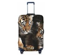 SDTYKHJ Copertura per bagagli da viaggio alla moda protezione per valigie siberiana Tiger Cubs Spandex copertura per bagagli lavabile copertura antigraffio per valigie da 45-81 cm, Nero , XL