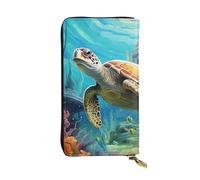 SDTYKHJ Portafoglio da donna Frizione Grande Capacità Portafoglio Lungo Delfini Tartaruga Marina Barriera Corallina Pelle Signore Porta Telefono Porta Telefono Borsa da Vi