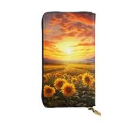 SDTYKHJ Portafoglio da donna Frizione Grande Capacità Portafoglio Lungo Dreamlike Tramonto Di Un Campo Di Girasole In Pelle Signore Titolare Del Telefono Della Carta D