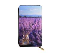 SDTYKHJ Portafoglio da donna Frizione Grande Capacità Portafoglio Lungo Romantico Lavanda Pelle Signore Porta Telefono Porta Carta Borsa da Vi