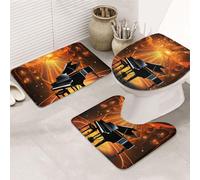 SDTYKHJ Set di tappeti da bagno 3 pezzi tappetino da bagno ultra assorbente antiscivolo tappeti da bagno teatro musicale tappetini morbido tappetino da doccia a forma di U tappetino per WC coperchio